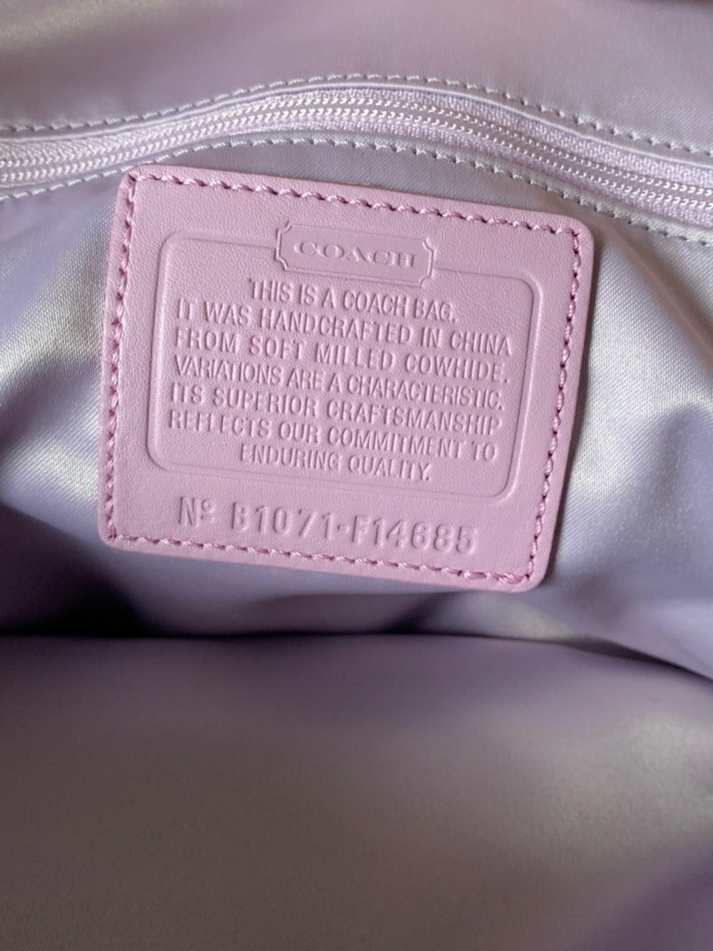 Coach Lavender Pebbled Leather Satchel Purse PRICE DROP – SHIPS TOMORROW - Picture 8 of 8